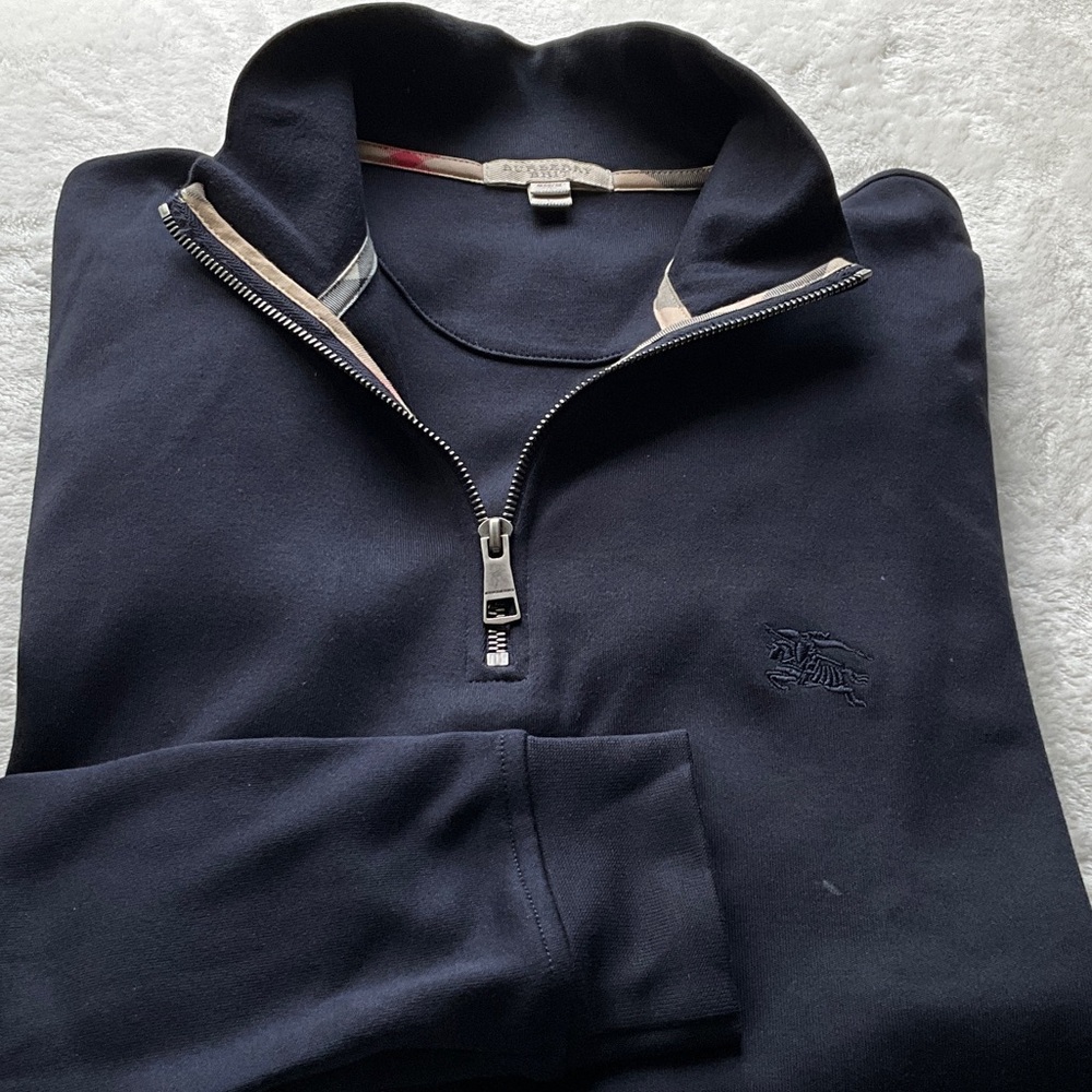 Burberry Dark Blue Zip-Up Sweater
